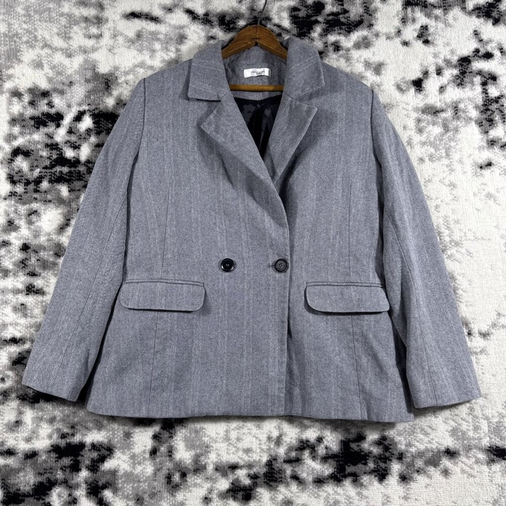 Anine Bing Blazer Womens Size Medium Light‎ Gray Pockets Double Breasted Notched